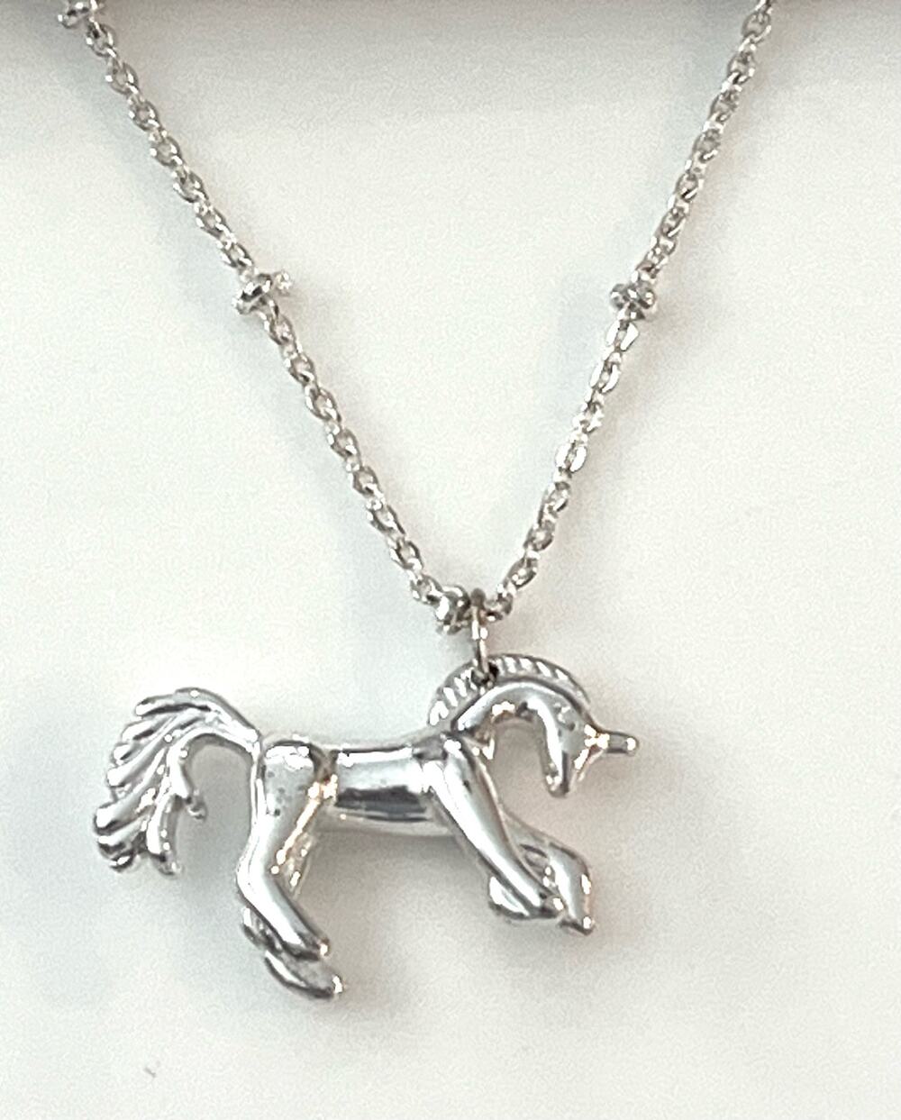 Lauren Conrad Silver Horse Necklace Pendant Bead Station 16-19" LC Pony New